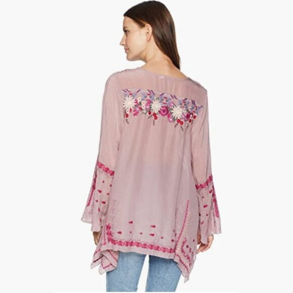 Johnny Was Wish Stitch Embroidered Tunic Top Zephyr Purple Size Small - Picture 2 of 10